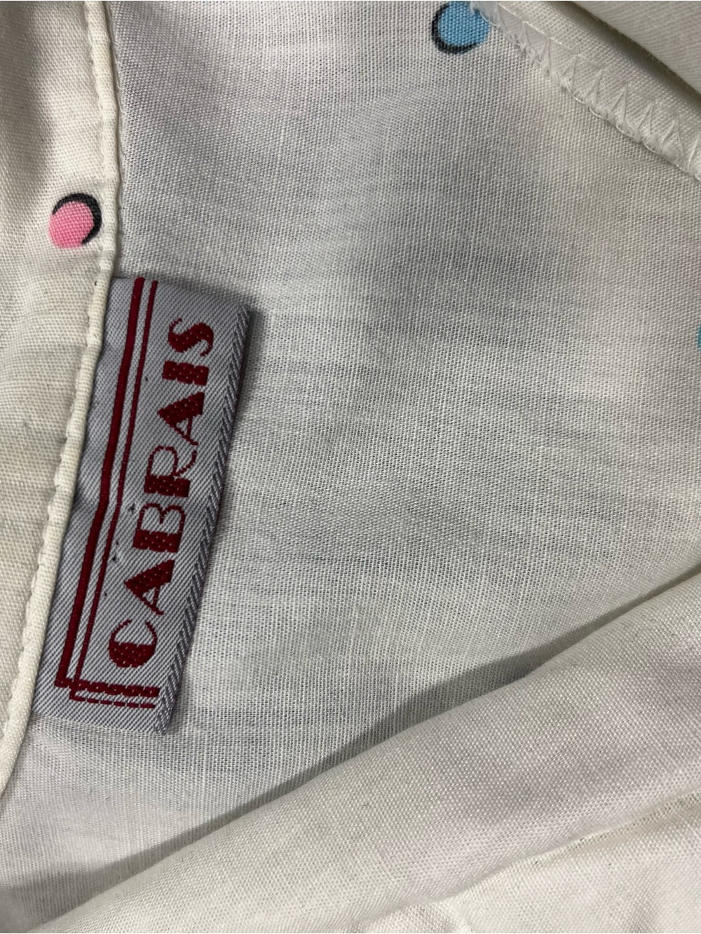 CABRAIS White Button-Down Shirt with Multicolor Dot Detail